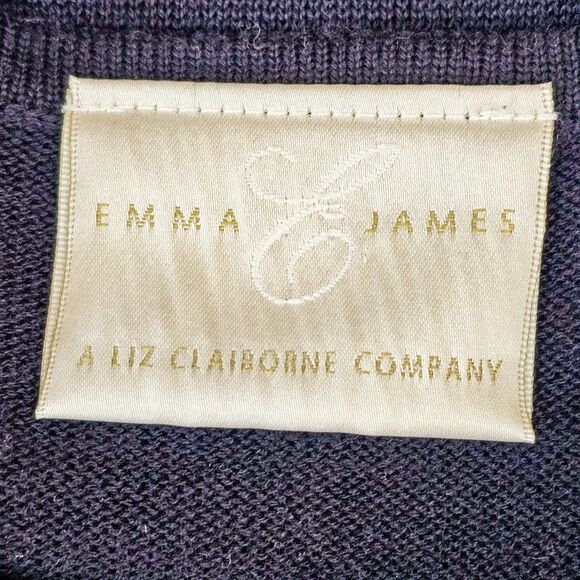 Vintage Emma James Short Sleeved Embroidered Black Sweater Size M - Picture 6 of 12